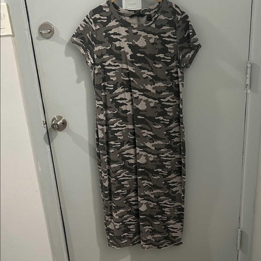 G.I.L.I. Camouflage Midi Dress - Black and Gray